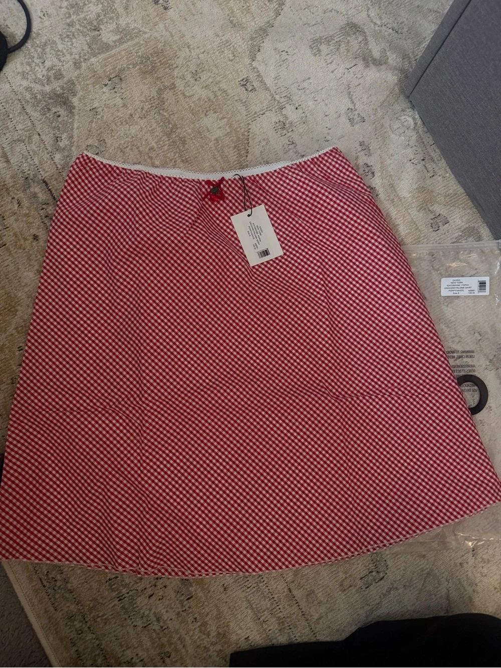 Guizio Gingham Midi Skirt in Pink in Small